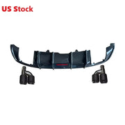 Audi A5/S5 Carbon Fiber Rear Diffuser 2017 - 2019 with Exhaust Tip - Black - Front Bumper - ABS product image 1